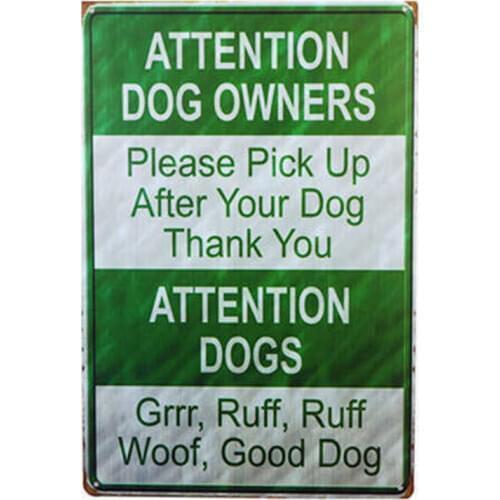 Outdoor Garden road poster DOG OWNERS WHOLESALE METAL NOVELTY PARKING SIGN