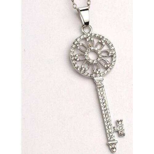 Necklace Crystal Garland Key Pendant Necklace For Women Sweater Chain Necklaces & Pendants Jewelry Charms Collier Femme GIFT