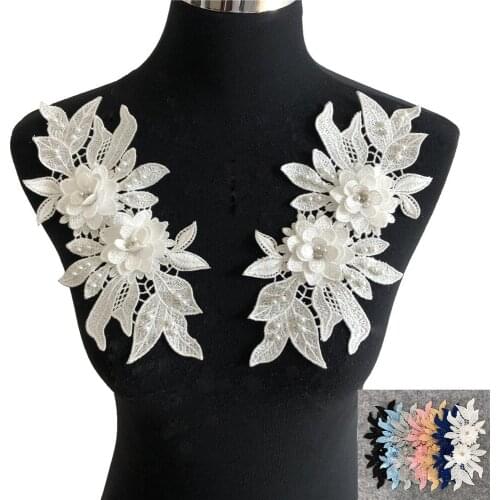 Multicolor Embroidery 3D Flower Lace Applique Water Soluble Pink Blue Lace Patch Applique