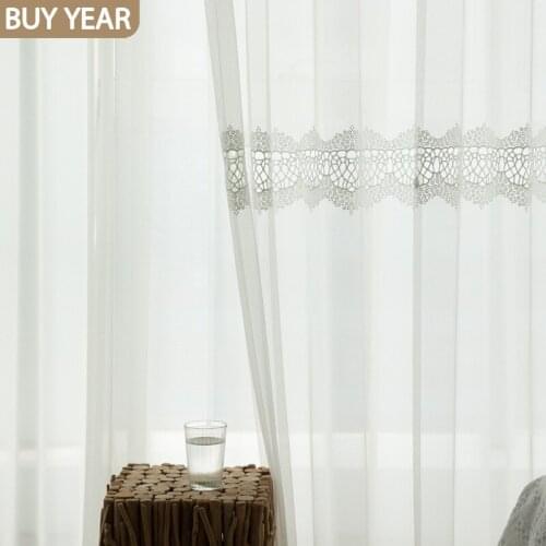 Modern Curtains for Living Dining Room Bedroom Simple Hollow Design Dreamy Pure White Tulle Curtains Window Tulle Curtain Living