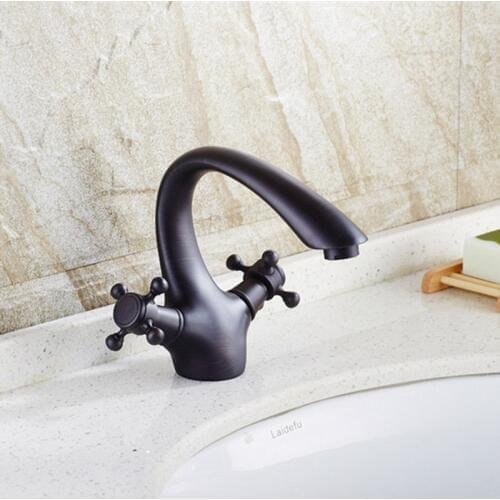 Modern Oil Rubbed Bronze Dual Cross Handles Bathroom Vessel Sink Faucet Mixer Taps ahg023
