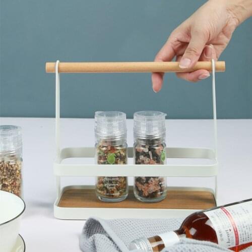 Seasoning Rack, Japanese Portable Wooden Stick Seasoning Rack Storage Desktop Sundries Storage Rack Kitchen Tools
