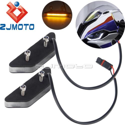 Mirror Block Off Plate Motorcycle Turn Signal Light LED Flasher Flowing Amber For BMW S1000RR 2020-Up Blinker Signals Indicator