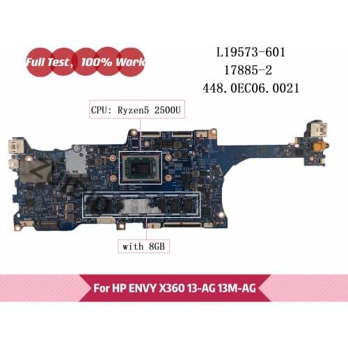 TPN-W133 L19573-601 L19573-001 For HP X360 13-AG 13M-AG Laptop Motherboard 17885-2 448.0EC06.0021 with Ryzen 5 2500 8GB
