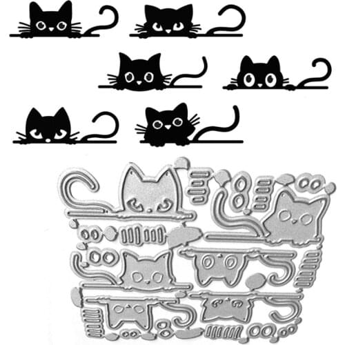 Cutting Dies Stencil Metal Template Moulds Cute Cat Shape Style DIY Craft Embossing Tools for Album Scrapbooking Art Decor and C