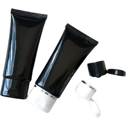 50ml Cosmetic Tube Refillable Squeeze Tube Black Packaging Container Empty Flat Soft Tubes Travel Bottle Hand Cream 50pcs/lot