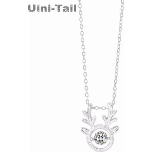 Uini-Tail hot new 925 sterling silver creative antler necklace Christmas fashion trend cute high quality student jewelry GN236