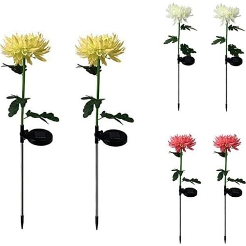 2PC Outdoor Solar Light, Waterproof Chrysanthemum Pile Light, Solar Garden Light Landscape Path Light