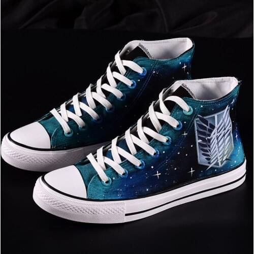 Unisex Anime Cos Attack on Titan Shoes Jiyuu no Tsubasa plimsolls canvas Shoes rope soled Shoes
