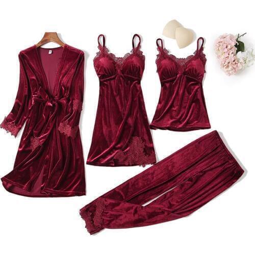 Velour V-neck Casual Robe women Home Clothes Sleepwear Long Sleeve Pijamas Female Nightwear Negligee Sexy Pajamas Suit