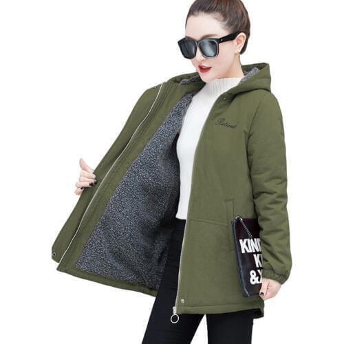 Plus Velvet Windbreaker Female Long Sleeve Overcoat Long Hooded Casual Trench Coat Waterproof Raincoat Business Outerwear L25
