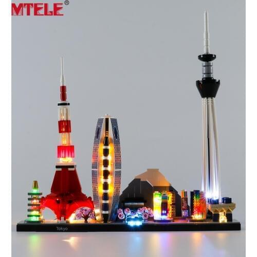 MTELE Brand LED Light Up Kit For Architecture Tokyo skyline souvenir Toys Lighting Set Compatile With 21051