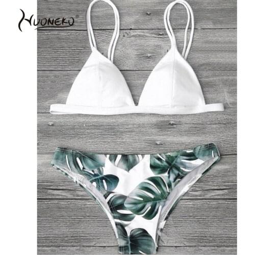 Women Swimsuit Summer Floral Print Bikini 2021 Push-up Separate Backless Fashion Female Bikini Two Piece Sexy Beachwear WBI42