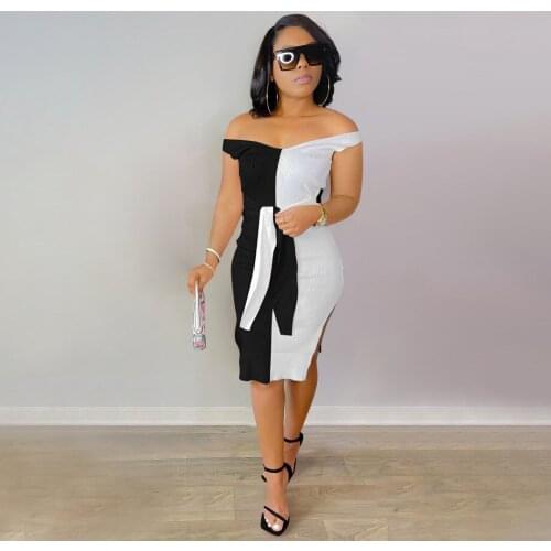 2021 Patchwork Trendy Off Shoulder Y2k Dress Vintage Split Backless Women Elegant Birthday Party Club Bodycon Dresses Overalls