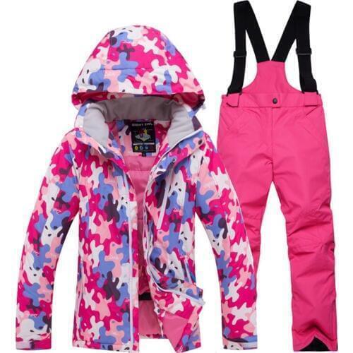 Winter children snow suit coats ski suit sets outdoor Gilr / boy skiing snowboarding clothing waterproof thermal jacket + pants