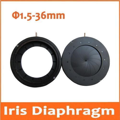 1.5-36MM Zoom Optical Iris Diaphragm Aperture Condenser with 14 Blades for Digital Camera Microscope Light Regulator Adapter