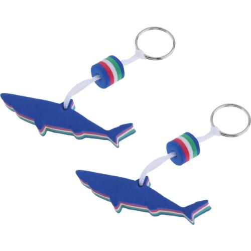 2Pcs Lightweight Floating Shark Keychain Keyring For Swim Surf Beach Sports