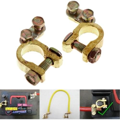 New 2Pcs Replacement Auto Car Battery Terminal Clamp Clips Brass Connector E7CA