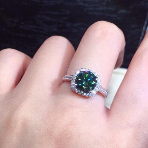 2021 New Fashion Hyperbole Blue Green Diamond Gemstone Adjustable Rings for Women 925 Silver Resizable Jewelry Wedding Gift