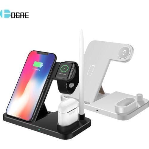 DCAE 4 in 1 Wireless Charger Stand for iPhone 11 X 8 XS XR 10W Fast Charging Dock Station For Apple Watch 5 4 3 Airpods Samsung