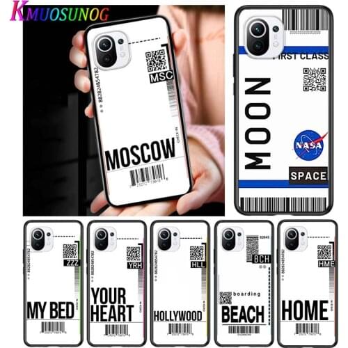 Air Ticket Travel for Xiaomi Mi 11 10T Note 10 Ultra 5G 9 9T SE 8 A3 A2 A1 6X Pro Play F1 Lite 5G Black Phone Case