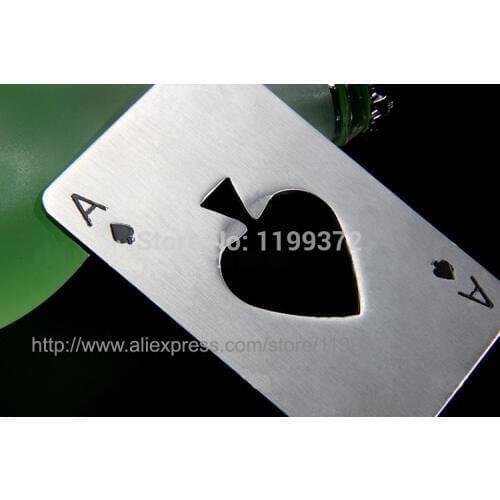 DHL Free Shipping 500pcs Stainless Steel Playing Poker Card Ace Heart Shaped Soda Beer Red Wine Cap Can Bottle Opener Bar Tool
