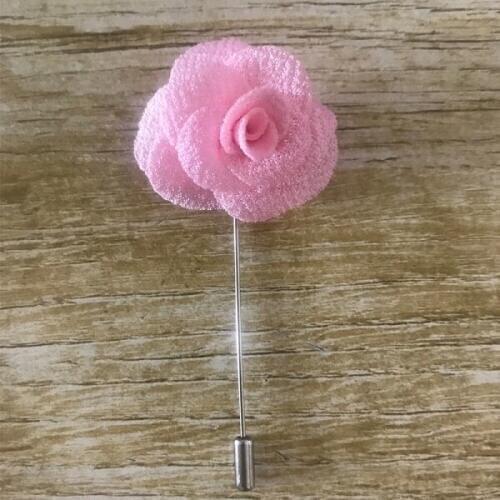 Cheap 30Pcs/Lot Best Man Groom Boutonniere Cloth Pink Rose Flower men buttonhole Wedding Party Prom Man Suit Corsage Pin Brooch
