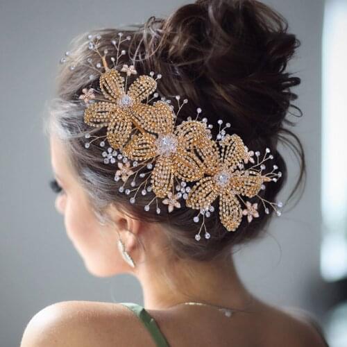 100%Handmade Bridal Tiaras And Crowns Crystal Headbands Wedding Hair Accessories Jewelry Wedding Jewellery Bride Flower Hairband