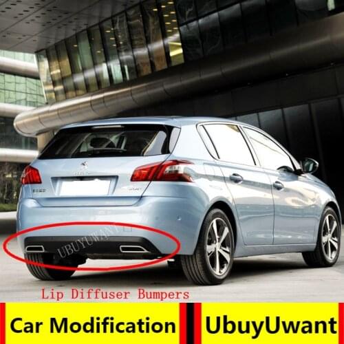 For Peugeot 308 2014 2015 Rear Bumper Spoiler Lip Diffuser Bumpers Protector Body Kit Car Accessories