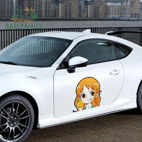 EARLFAMILY 43cm x 42cm Cartoon Anime Nami Car Stickers JDM Racing Graffiti Decals Car Head Body Window Trunk Car Wrap Decoration