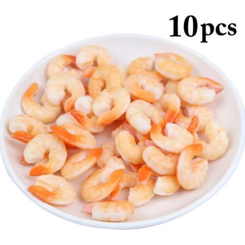 10PCS Artificial Food Creative Realistic Shrimp Meat Fake Food Model Photo Prop