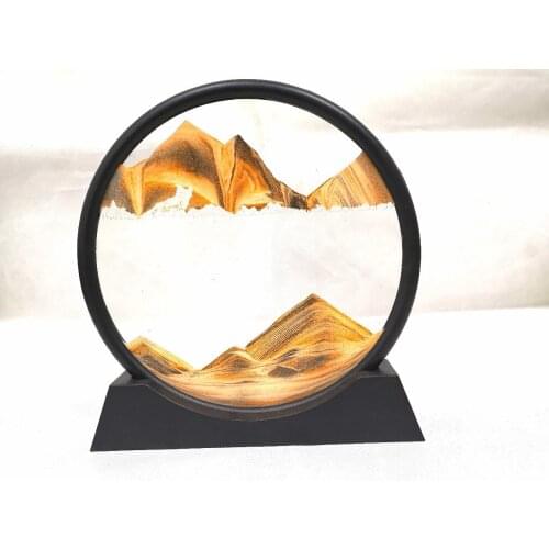 7/12inch Moving Sand Art Picture Round Glass 3D Deep Sea Sandscape In Motion Display Flowing Sand Frame Sand Painting