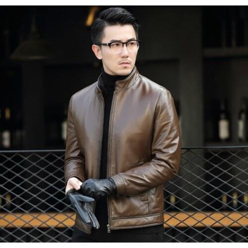 Leather Jacket Men 2020 Slim Real Leather Jackets Winter sheepskin Leather Mens Duck Down Coat Jaqueta De Couro M15C083 YY1016