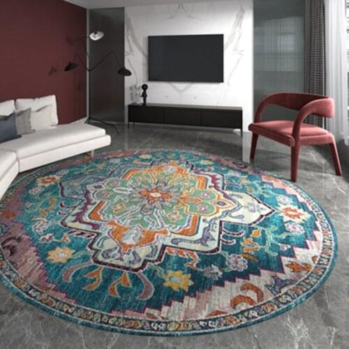 European Amerian Style Round Vintage Persian Rug Green Center Rug For Living Room Luxury Home Decor Turkish Rug Study Room Mat