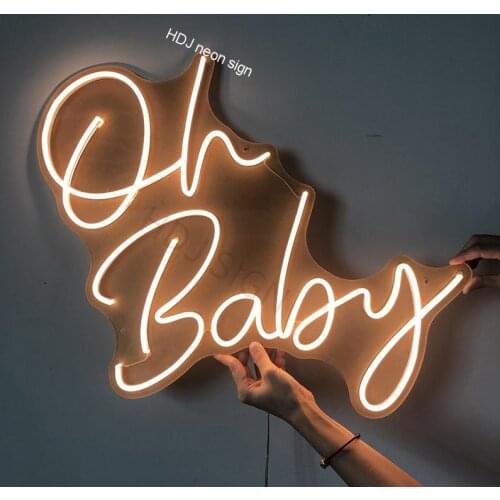 Custom Led Cool Light 12V Oh Baby Acrylic Neon Sign Home Room Decoration Ins Party Wedding
