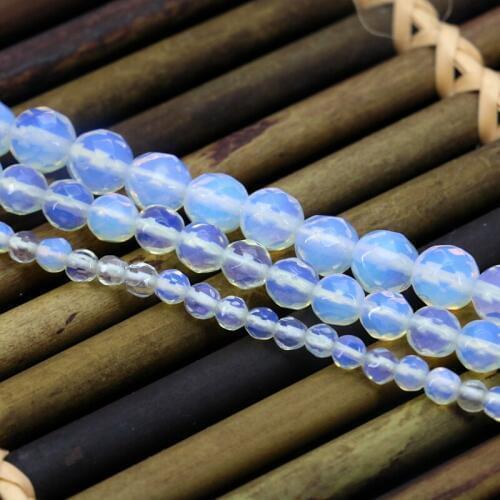 New!White faceted opal loose beads 4mm 6mm 8mm size optional 15inches DIY stone beads women jewelry design wholesale retail