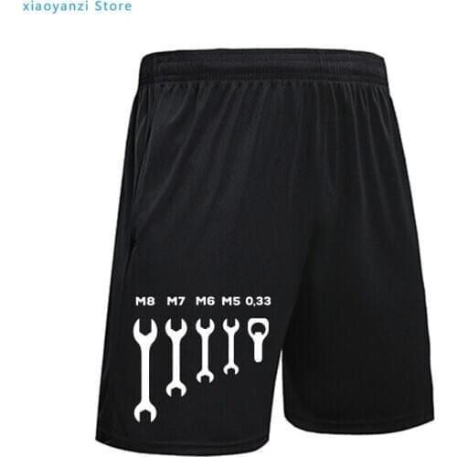 NEW Mens funny wrench jaw spanner beer car mechanic gift Shorts Design Round Collar Black Running Sport Shorts Men Short