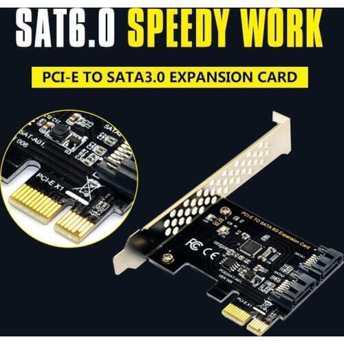PCI Express SATA 3 Controller Card, 2 Port PCIe SATA III 6GB/s Internal Adapter Converter for Desktop PC Support SSD and HDD wit