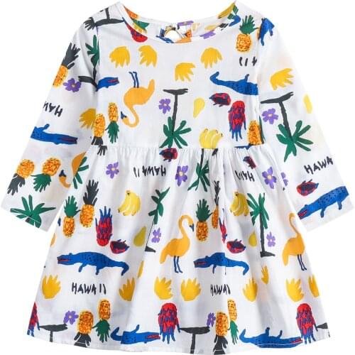 Girls Dress Spring Autumn Ruched Kids Dress Print A-line Dress Children Princess Dress Long Sleeve Girls Clothes 6M 9M 12M 24M3Y