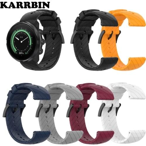 KARRBIN Replacement Silicone Universal Watchband Strap for Suunto 9 Smart Watch 24mm Sport Bracelet Watch Band for Suunto 7