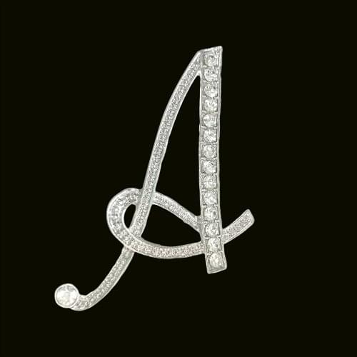 RSHCZY Letter A Cute Brooch For Women Men Rhinestones Crystal Silver Color Metal Pins Jewelry Accessories Christmas Gift
