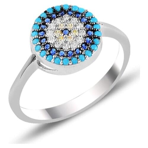 Silver 925 Sterling Zircon Cubic Zirconia Society Eye Ring