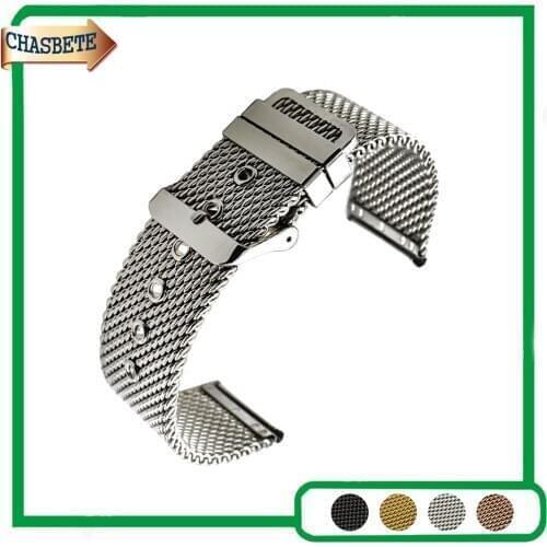 Mesh Stainless Steel Watch Band for Rado 20mm 22mm 24mm Men Women Metal Strap Belt Wrist Loop Bracelet Black Silver + Spring Bar