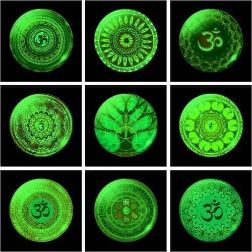 Glowing Boho Om Symbol Glow fridge magnet Spiritual Yoga Meditation Buddhist Namaste Datura flower Luminous refrigerator magnet
