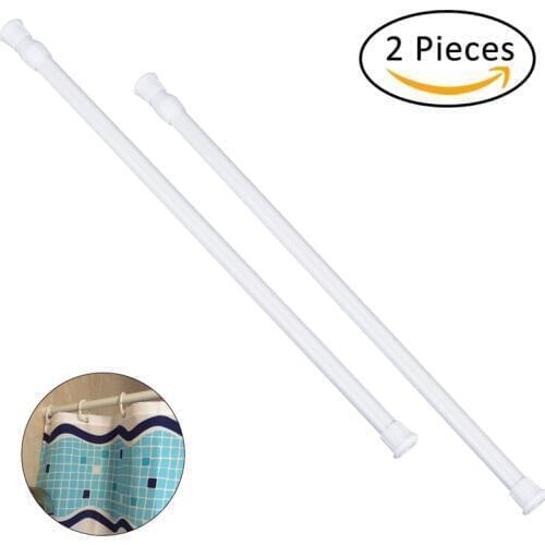 2 PCS 40-70cmTelescopic Adjustable Retractable Bathroom Window Shower Curtain Hanging Rail Rods Spring Tension Pole