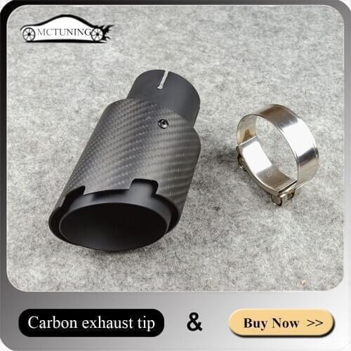 ONE Piece: Auto Exhaust Manifold Matte Black Carbon Exhaust pipes For Universal Muffler Stainless Steel Car accessories
