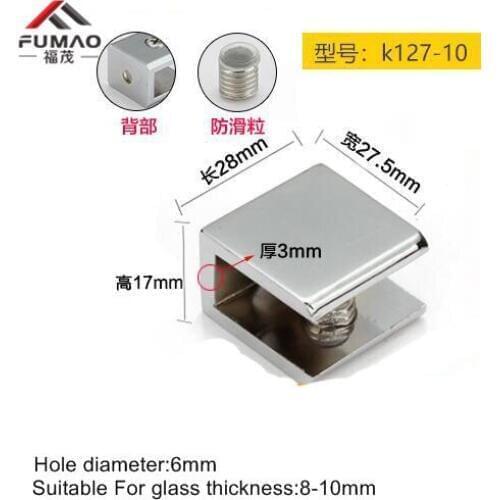 FUMAO 4pcs Square shape chrome finished Zinc Alloy Glass Clamps Shelves Support Bracket Clips For 6 to 12mm glass board