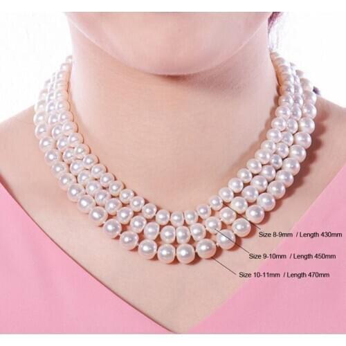 Genuine Natural Freshwater Pearl Necklace Women,Real Wedding White Pearl Necklaces Anniversary Gift in Box