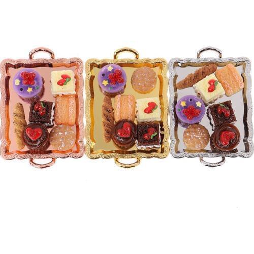 Food Cake Plate Breads Set For Kitchen Table Decoration Accessory For Pretend Play Toys 1:12 Dollhouse Miniature