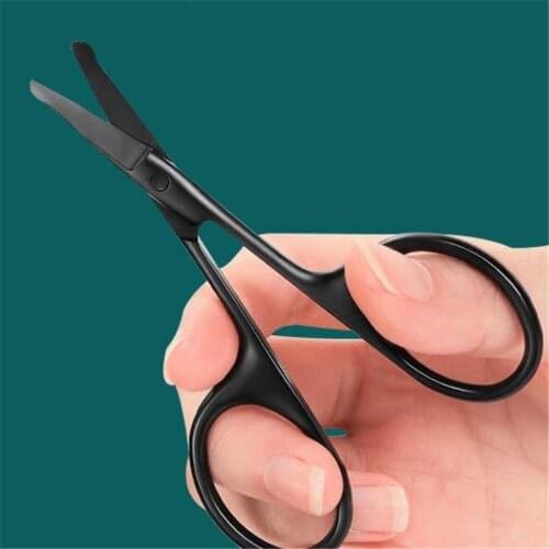 1pcs/set Unisex Stainless Steel Black Round Head Safe Nose Hair Scissors (Do Not Hurt Nose)